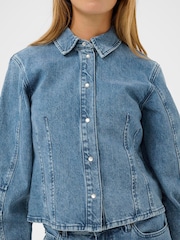 Kaffe Blue KaVallis Cropped Denim Shirt - Image 4 of 6