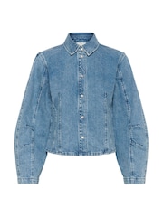 Kaffe Blue KaVallis Cropped Denim Shirt - Image 5 of 6