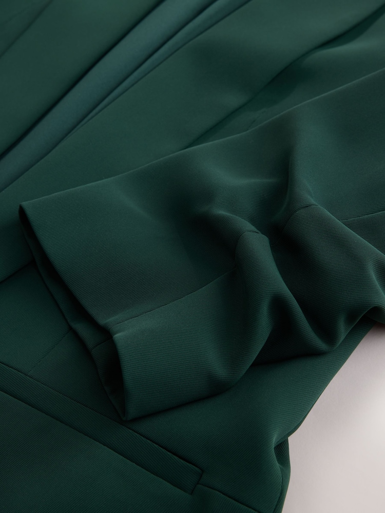 Green Relaxed Ruched Sleeve Blazer - Image 3 of 3