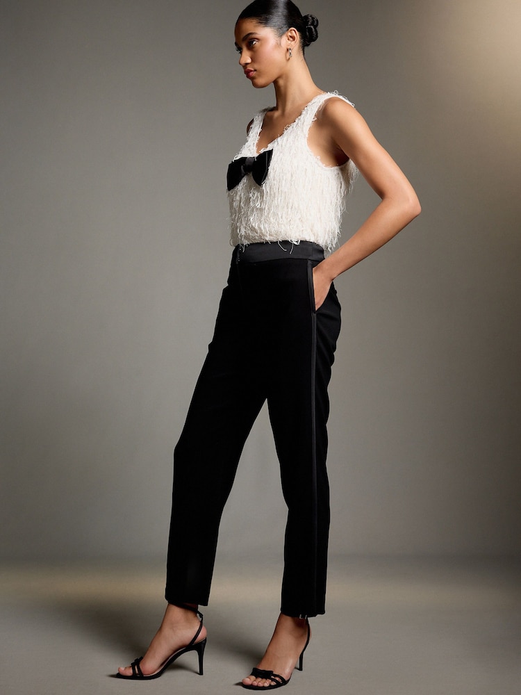Black Slim Tuxedo Trousers - Image 1 of 8