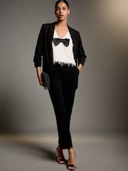 Black Slim Tuxedo Trousers - Image 2 of 8