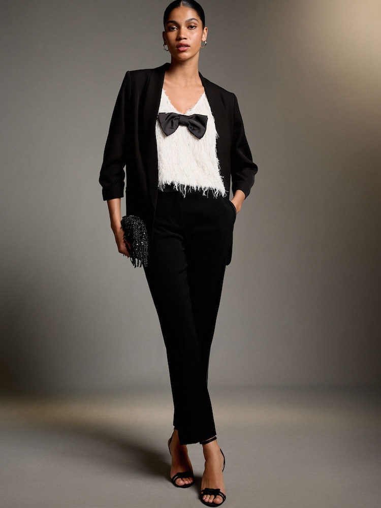 Black Slim Tuxedo Trousers - Image 2 of 8