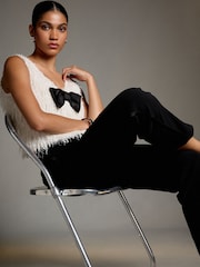 Black Slim Tuxedo Trousers - Image 3 of 8
