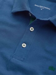 Albastru - Savile Row Company Classic Fit Cotton Pique cu mânecă scurtă Tricouri polo - Imaginea 4 din 4