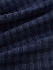 Navy Blue Check Brushed Barrel Leg Trousers - Image 2 of 3
