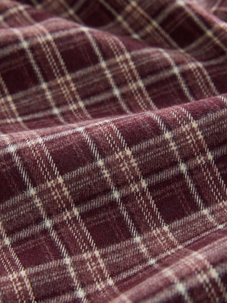 Berry Red Check Brushed Barrel Leg Trousers - Image 2 of 3