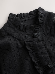 Black Long Sleeved Lace Fastening Blouse - Image 8 of 9