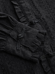 Black Long Sleeved Lace Fastening Blouse - Image 9 of 9