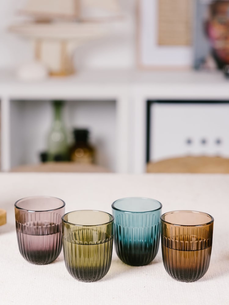 La Rochère Set of 4 Clear Ouessant Tumblers Assorted Colours 26cl - Image 1 of 5 La Rochère Set of 4 Clear Ouessant Tumblers Assorted Colours 26cl - Image 1 of 5