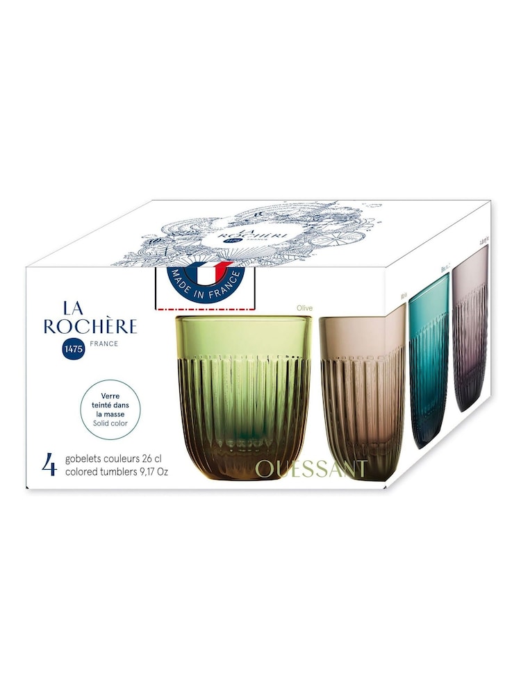 La Rochère Set of 4 Clear Ouessant Tumblers Assorted Colours 26cl - Image 5 of 5 La Rochère Set of 4 Clear Ouessant Tumblers Assorted Colours 26cl - Image 5 of 5