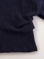 Navy Short Sleeved Textured Cape Top - Image 6 of 7