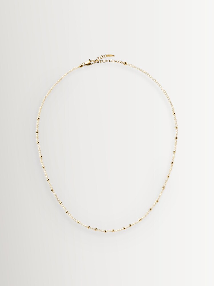Missoma Gold Tone Micro Pearl Beaded Necklace - Image 1 of 3 Missoma Gold Tone Micro Pearl Beaded Necklace - Image 1 of 3