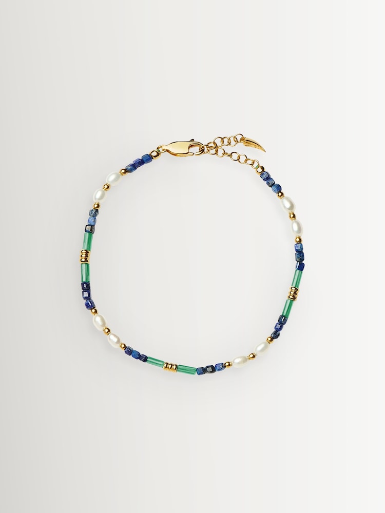Missoma Gold Beaded Gemstone & Pearl Bracelet - Image 1 of 5 Missoma Gold Beaded Gemstone & Pearl Bracelet - Image 1 of 5