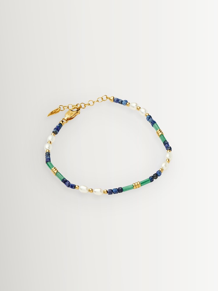 Missoma Gold Beaded Gemstone & Pearl Bracelet - Image 2 of 5 Missoma Gold Beaded Gemstone & Pearl Bracelet - Image 2 of 5