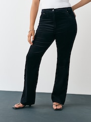 Navy Blue Hourglass Cord Bootcut Trousers with Modal - Image 2 of 4