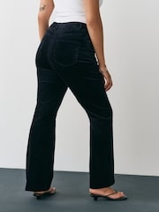Navy Blue Hourglass Cord Bootcut Trousers with Modal - Image 3 of 4