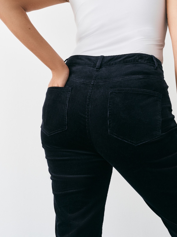 Navy Blue Hourglass Cord Bootcut Trousers with Modal - Image 4 of 4 Navy Blue Hourglass Cord Bootcut Trousers with Modal - Image 4 of 4