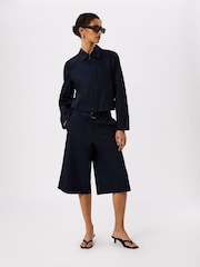 Whistles Blue Compact Cotton Cropped Jacket - Image 3 of 4