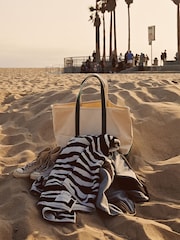 SlowTide Black Skatie Zebra Cotton Artistic Beach Towel - Image 5 of 6