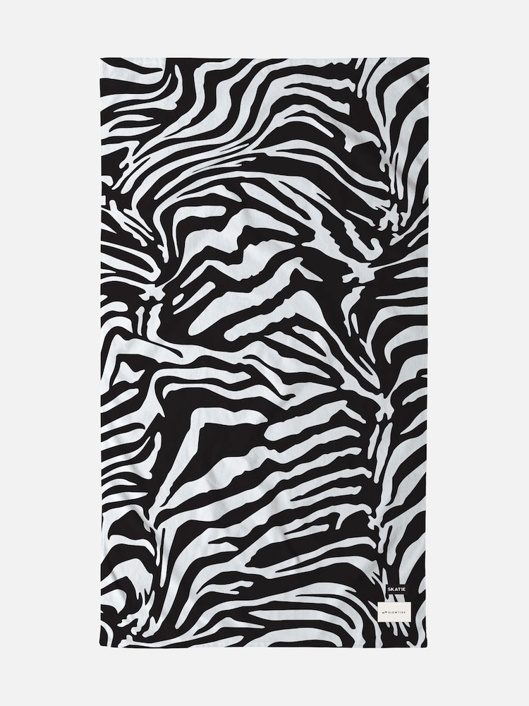 SlowTide Black Skatie Zebra Cotton Artistic Beach Towel - Image 6 of 6
