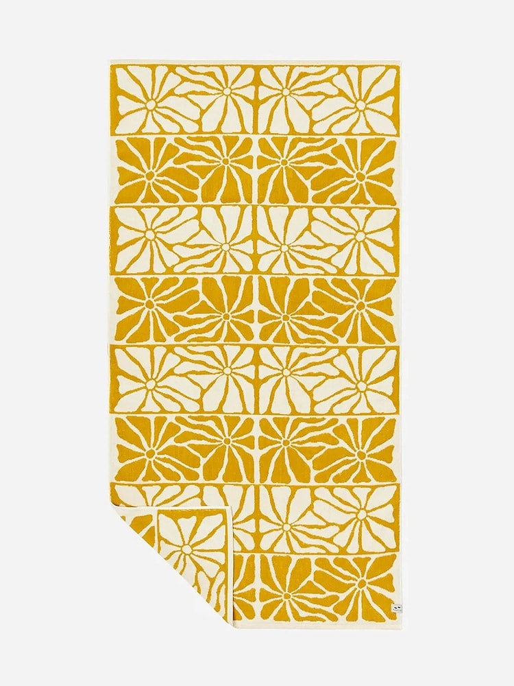 SlowTide Mustard Ciao Zen Cotton Printed Patterned Bath Hand Towel - Image 7 of 7 SlowTide Mustard Ciao Zen Cotton Printed Patterned Bath Hand Towel - Image 7 of 7