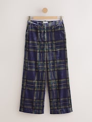 Green/Navy N.Premium Velvet Check Wide Leg Trousers - Image 1 of 3