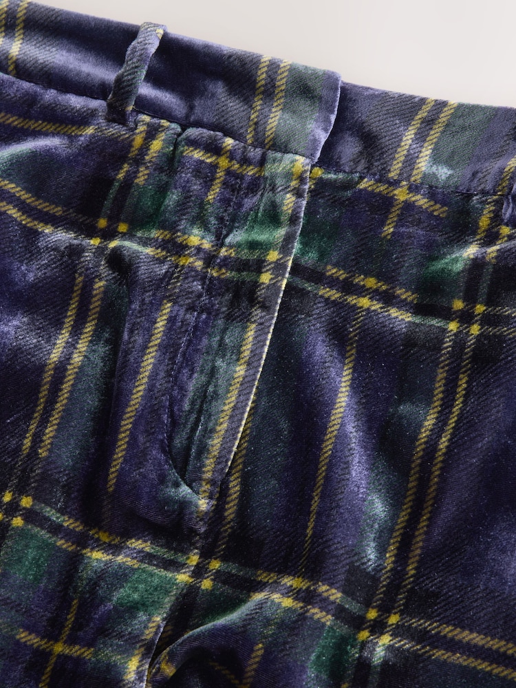 Green/Navy N.Premium Velvet Check Wide Leg Trousers - Image 2 of 3 Green/Navy N.Premium Velvet Check Wide Leg Trousers - Image 2 of 3