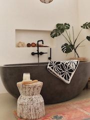 SlowTide Black Ciao Zen Cotton Printed Patterned Bath Hand Towel - Image 2 of 4