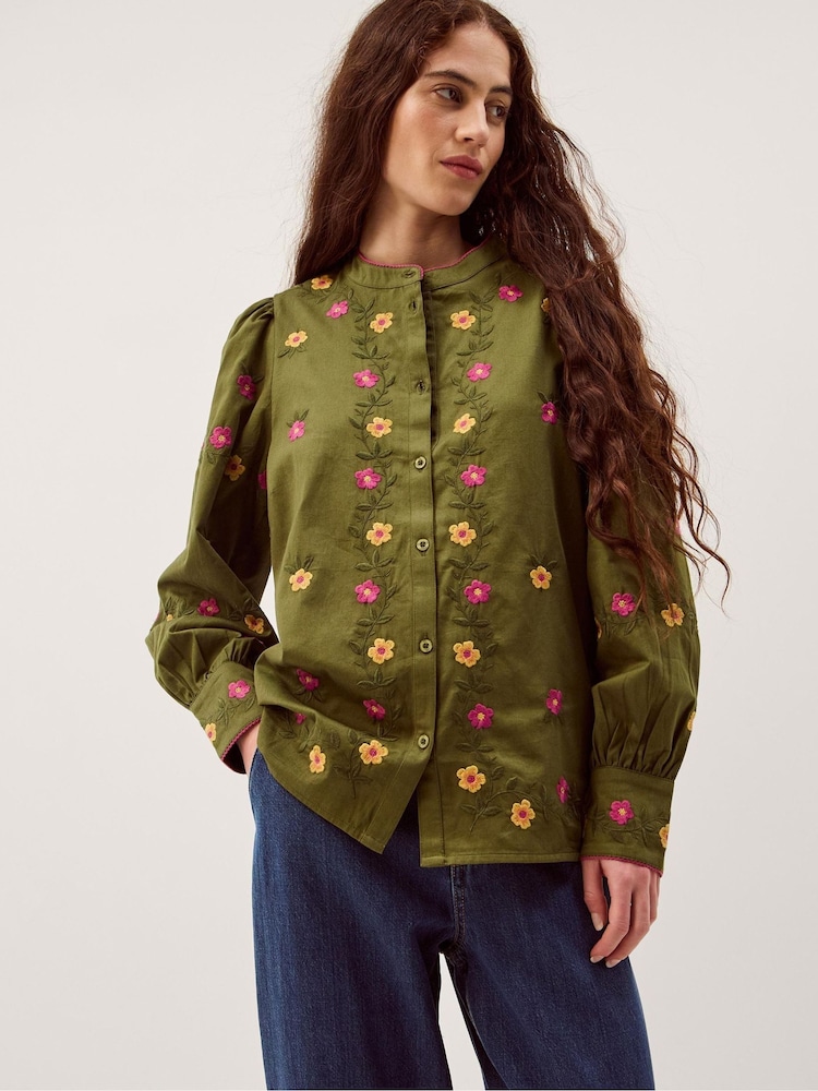 Monsoon Green Andrea Floral Embroidered Blouse - Image 1 of 5 Monsoon Green Andrea Floral Embroidered Blouse - Image 1 of 5
