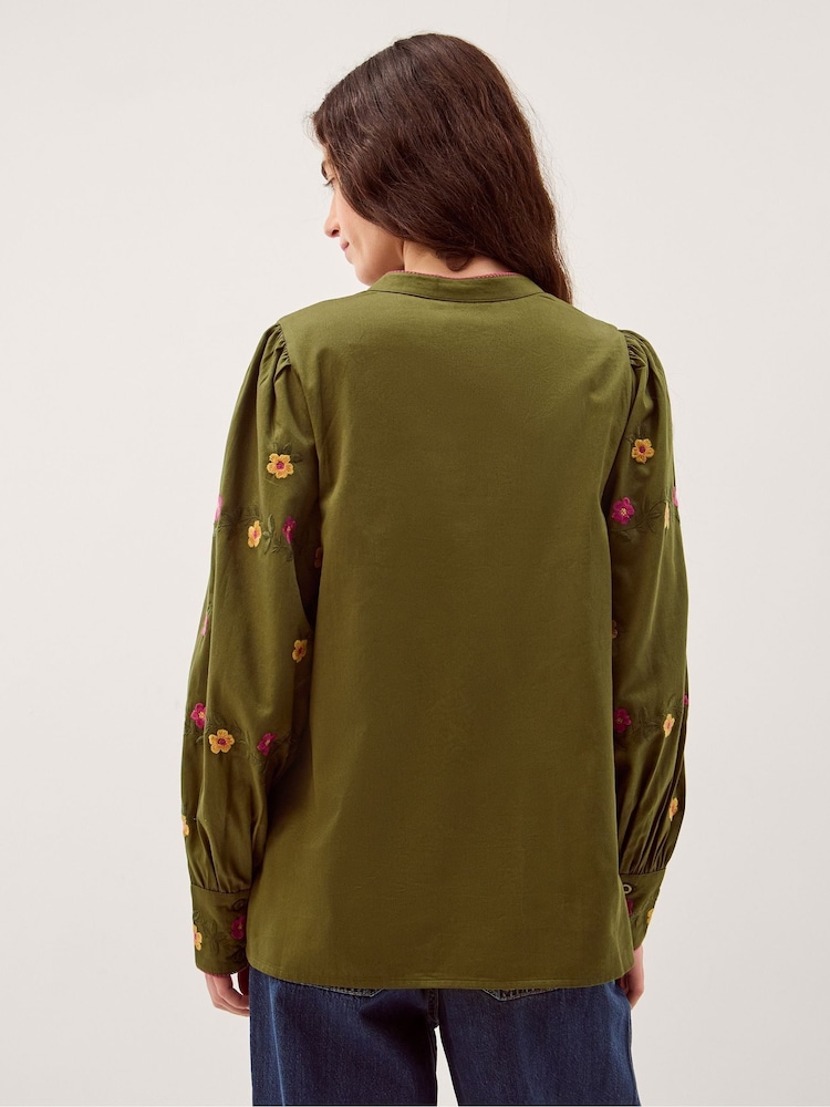 Monsoon Green Andrea Floral Embroidered Blouse - Image 2 of 5 Monsoon Green Andrea Floral Embroidered Blouse - Image 2 of 5