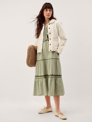 Monsoon Green Gaia Embroidered Gingham Midi Dress - Image 2 of 6