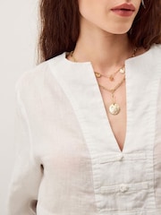 Monsoon White Alexis Knot Button Linen Top - Image 2 of 6