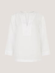 Monsoon White Alexis Knot Button Linen Top - Image 6 of 6