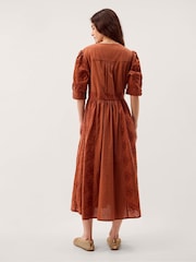 Monsoon Brown Harika Floral Embroidered Midi Dress - Image 4 of 5