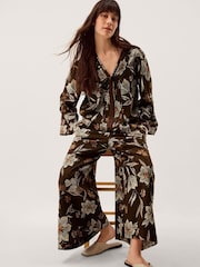 Monsoon Esther Floral Linen Blend Wide Leg Trousers - Bild 1 von 6