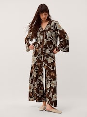 Monsoon Esther Floral Linen Blend Wide Leg Trousers - Bild 3 von 6