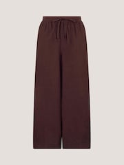 Monsoon Brown Maisie Linen Blend Crop Wide Leg Trousers - Image 5 of 5
