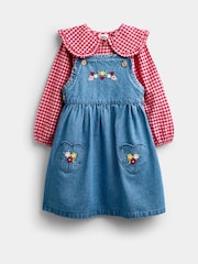 Jojo Maman Bébé Chambray Blue Shirt & Heart Pocket Dress Set - Image 1 of 8