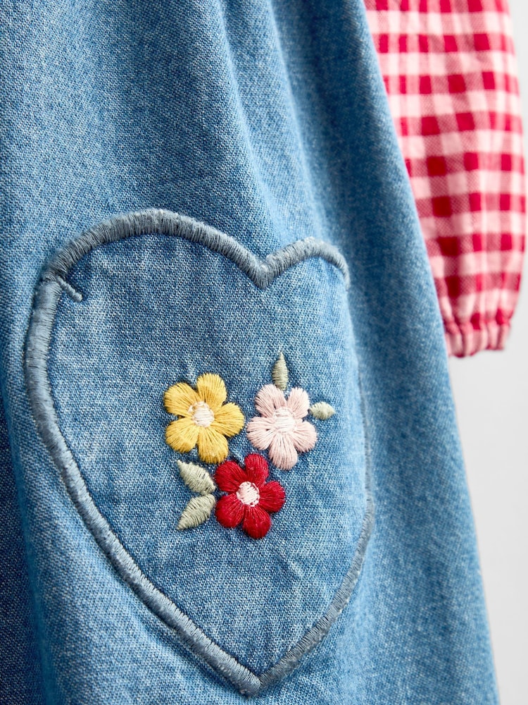 Jojo Maman Bébé Chambray Blue Shirt & Heart Pocket Dress Set - Image 8 of 8 Jojo Maman Bébé Chambray Blue Shirt & Heart Pocket Dress Set - Image 8 of 8