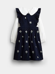 Jojo Maman Bébé Embroidered Cord Pinafore Dress & Blouse Set - Slika 1 od 7