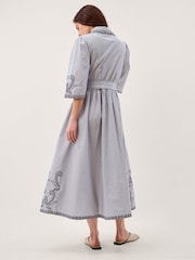 Monsoon Kirsty Embroidered Stripe Midi Shirt Dress - Εικόνα 4 από 5