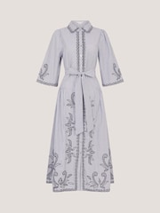 Monsoon Kirsty Embroidered Stripe Midi Shirt Dress - Εικόνα 5 από 5