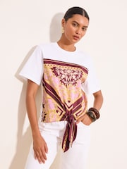 Lipsy White Satin Scarf Tie T-Shirt - Image 1 of 5