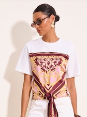 Lipsy White Satin Scarf Tie T-Shirt - Image 2 of 5