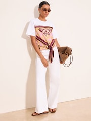 Lipsy White Satin Scarf Tie T-Shirt - Image 3 of 5