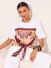 Lipsy White Satin Scarf Tie T-Shirt - Image 4 of 5