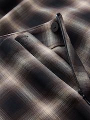 Brown Check Asymmetric Drape Midi Skirt - Image 8 of 8