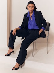 Lipsy Cobalt Blue Satin Stripe Burnout Shirt - Image 4 of 6