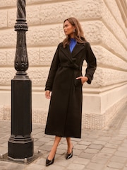 Love & Roses X Binky Black Fur Collared Wrap Coat - Image 3 of 5