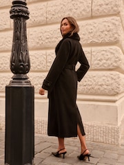 Love & Roses X Binky Black Fur Collared Wrap Coat - Image 5 of 5